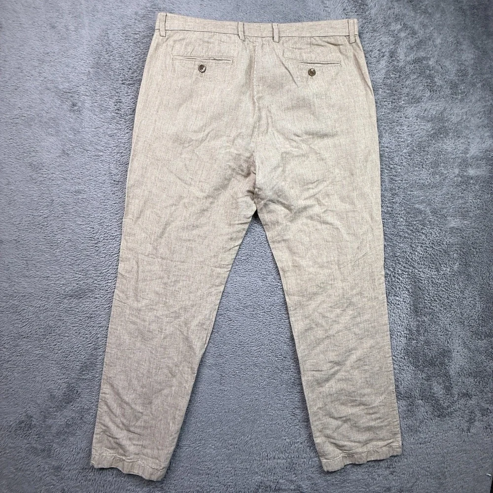 Banana Republic Kentfield Pants Linen Blend Striped Beige Mens 34x32 Straight